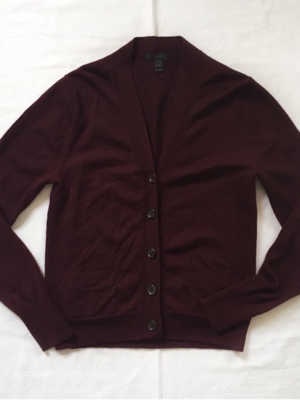 J. Crew 100% Merino Wool V-neck Cardigan in beautiful wine shade